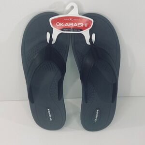 Okabashi Mens‎ XL 10.5-11.5 Gray Flip Flops Sandals Made in USA Comfort Thong